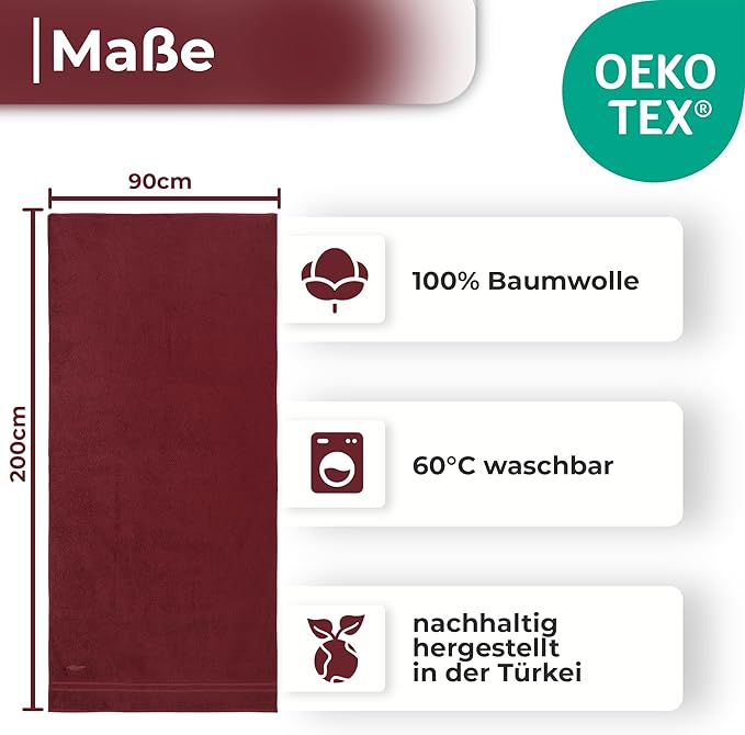 HolyDays® 2er Saunatuch Set (90 x 200 cm, Bordeaux)